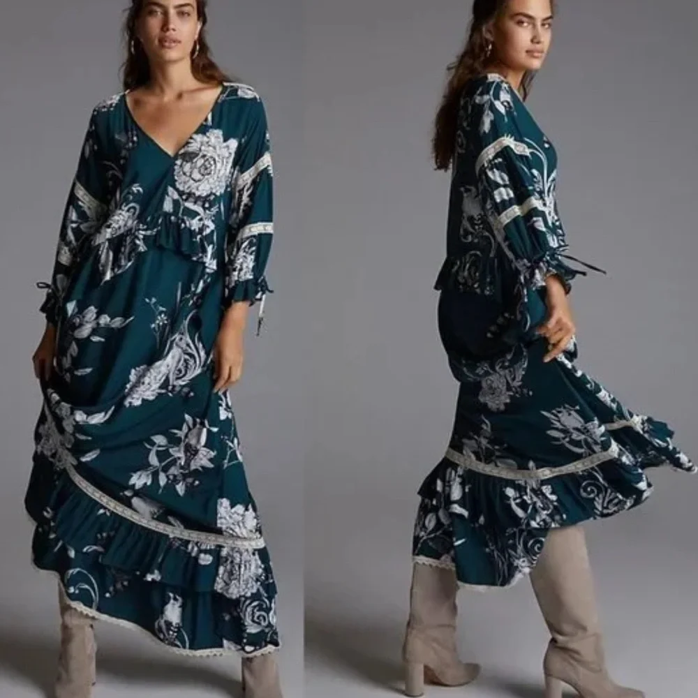 ANTHROPOLOGIE long green dress